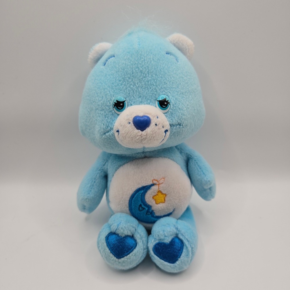 Care Bears Bedtime Bear Plush 2002 Stuffed Animal Blue Crescent Moon Star